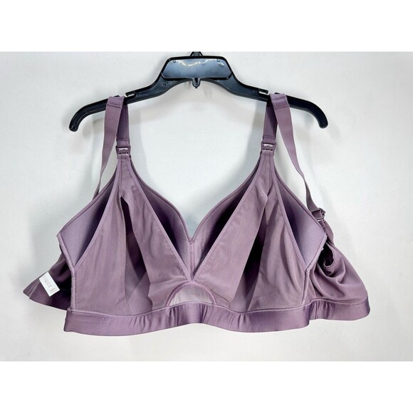 Cacique Lightly Lined Full Coverage No Wire Nursing Bra 42DD Purple Mesh Cutout - Picture 6 of 9